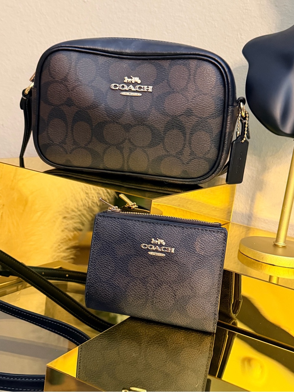Coach Brown/Black Signature Canvas Crossbody with Matching Card Case - Picture 2 of 7